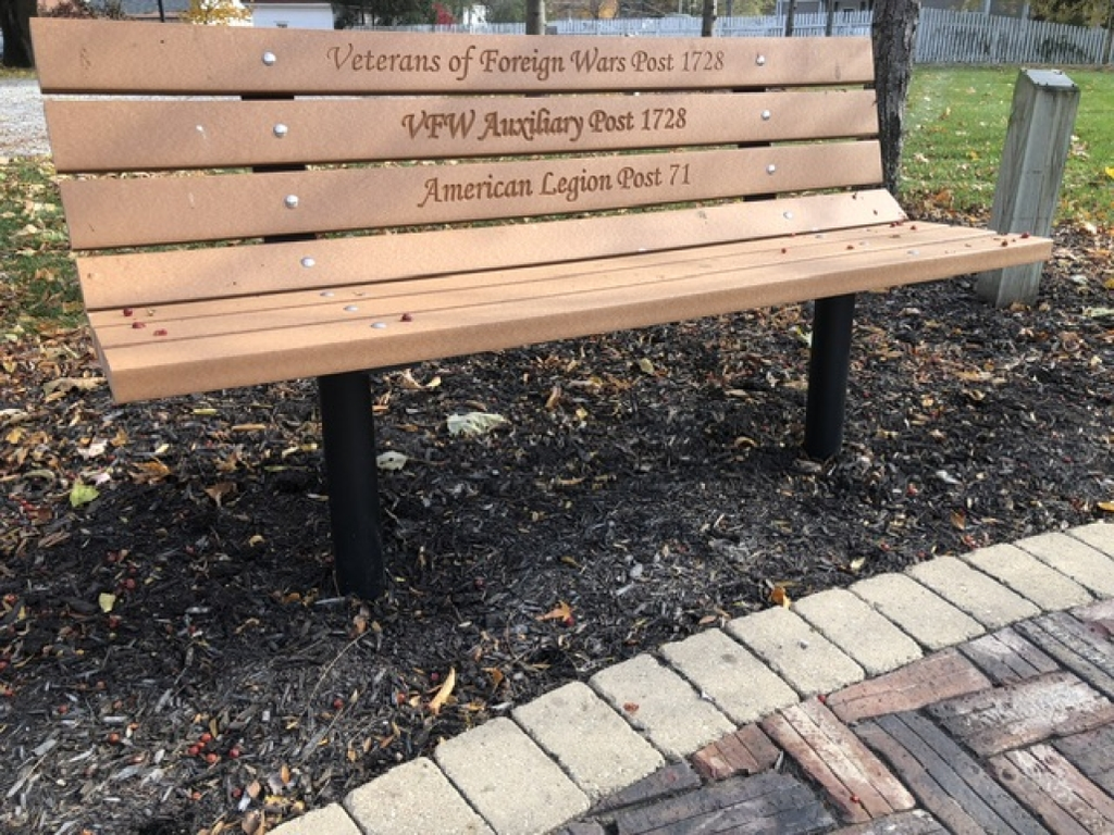 Recycled plastic lumber bench - Installed