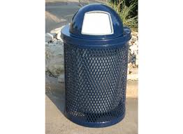 Expanded metal Trash can with hood - Installed