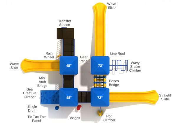 Quad Towers Commercial Steel Play System - INSTALLED