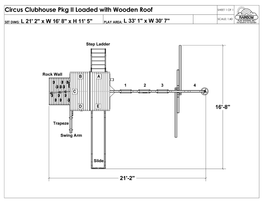 Circus Clubhouse Pkg II with Wooden Roof (29D)
