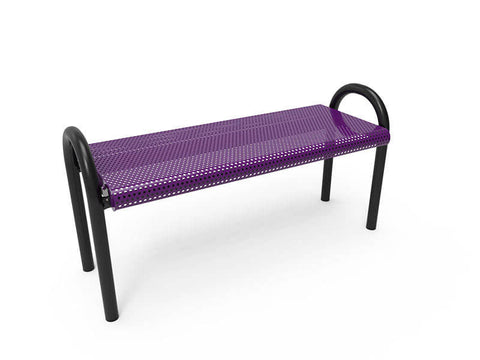 Modern bench without back Perforated steel -  Installed