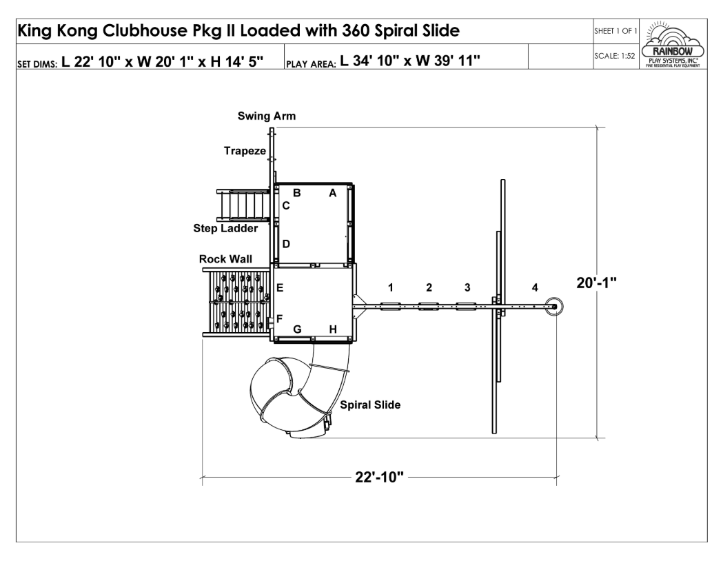 King Kong Clubhouse Pkg II with 360 Spiral Slide (45B )