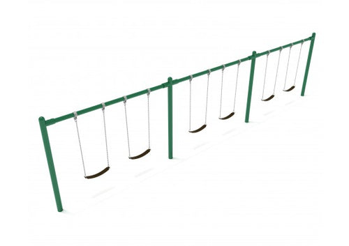 6 Position Single Post Commercial Steel Swing Beam- Installed