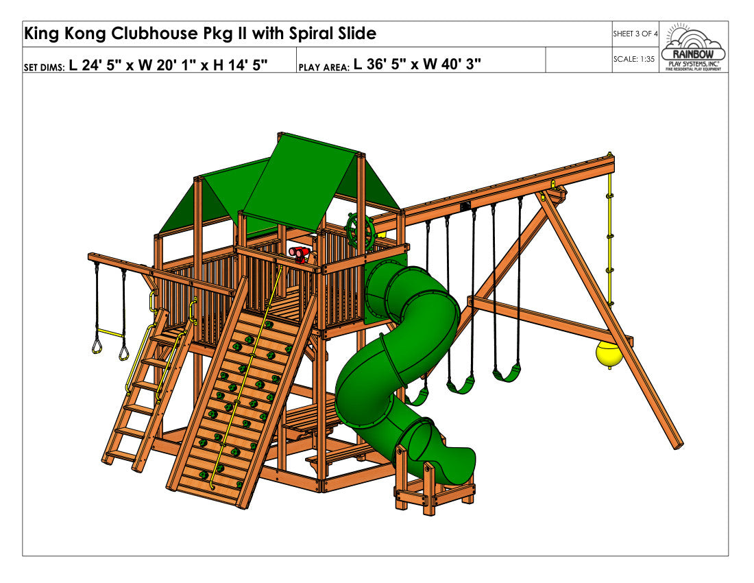 King Kong Clubhouse Pkg II with 360 Spiral Slide (45B )