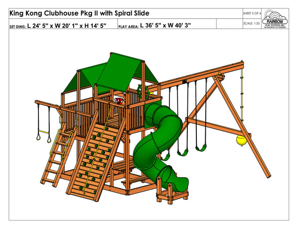 King Kong Clubhouse Pkg II with 360 Spiral Slide (45B )