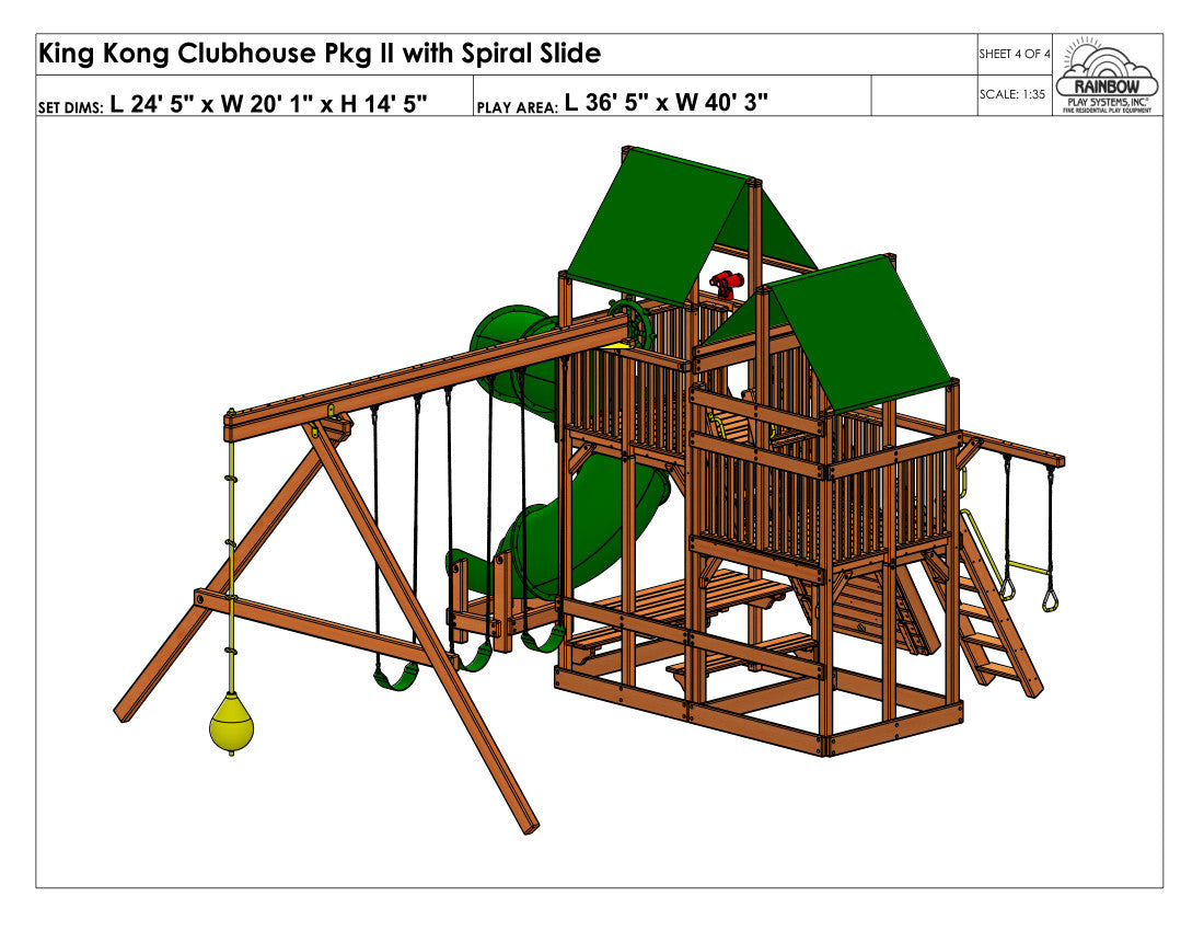 King Kong Clubhouse Pkg II with 360 Spiral Slide (45B )