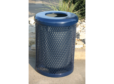Expanded metal Trash can with lid  -  Installed